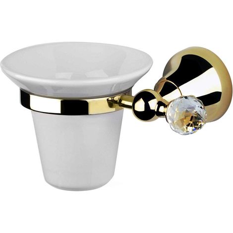 Porta spazzolino con installazione a parete in ceramica bianca Pollini Acqua Design Carlotta CA1501M0S1  Bronzo - Ceramica Bianca
