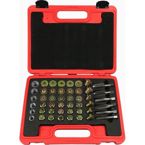 Thread Repair Kit 114 Pieces Oil Pan Thread Repair Kit Gearbox Housing Drain Plug Tool Set M13 M15 M17 M20 M22 (1/4)