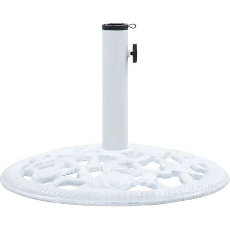 Socle de parasol blanc 12 kg 48 cm fonte - Socle de parasol lourd résistant pour jardin terrasse extérieur (1/5)