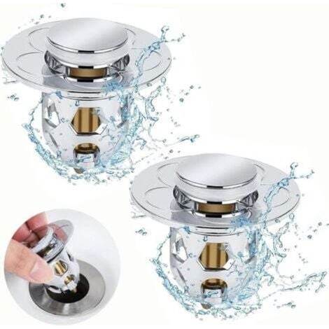 2 Pièces Bouchon de Lavabo Universelle Pop Up Bouchon de Vidage pour Lavabo, Filtre pour Evier Flitre de Vidange Anti-Bloqué(Orifice de Vidange 34-40mm)-DOU