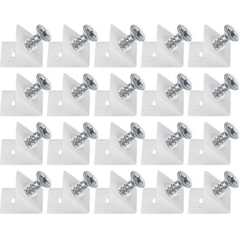 20 Kunststoffkeile für Möbelschubladen, Befestigungswinkel, hintere Verbindungsstücke, Schubladenbodenverbinder mit Schrauben zur Reparatur durchhängender Möbelböden (1/5)