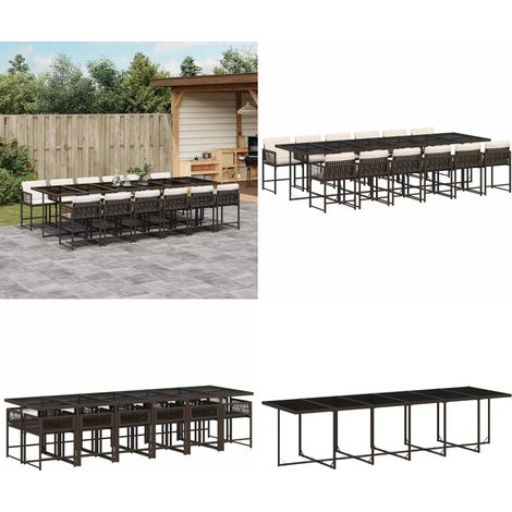 Ensemble à manger de jardin avec coussins 13 pcs marron rotin - Salon De Jardin - Meuble De Jardin - Set De Salon De Jardin - Mobilier De Jardin - Table De Jardin - Home & Living (1/5)
