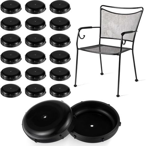 CCYKXA Set mit 20 Gartenmöbel-Beinkappen, 3,8 cm runde Kunststoffkappen für Schmiedeeisenmöbel – Schwarze Kappen für Metallstuhlbeine und Gartentische – Schutz