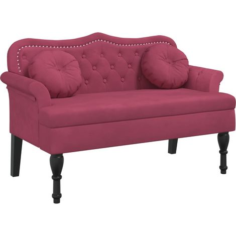 Banc avec coussins bordeaux 120,5x65x75 cm velours CFW667594 (1/5)