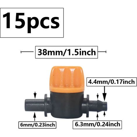 (G x 6 mm - 15 pièces) Raccord de tuyau d'arrosage à embout cannelé 4 mm (1/4 pouce) pour tuyau 4/7 mm - Mini-vanne pour système d'irrigation goutte à goutte de jardin - Raccords PVC (1/5)