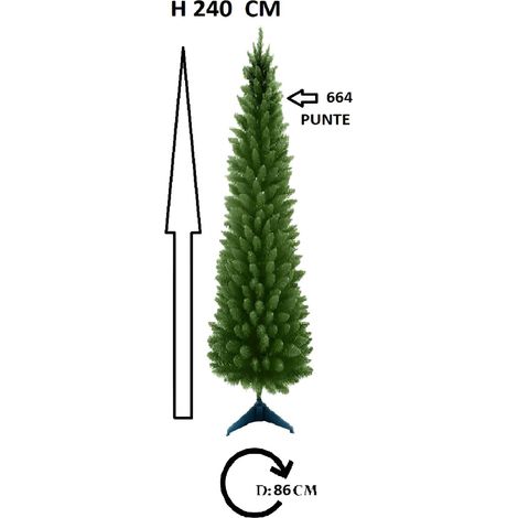 Albero di natale verde slim cm 180-210-240 abete artificiale apertura ad ombrello stretto folto pieno salvaspazio ignifugo - MISURA: 240 CM