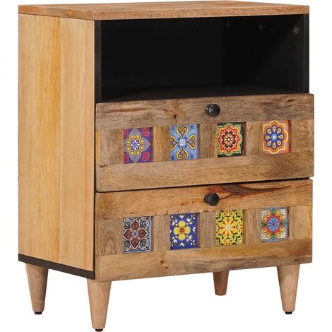 vidaXL  Bedside Cabinet  Natural 50 x 33 x 62 cm Solid Mango Wood