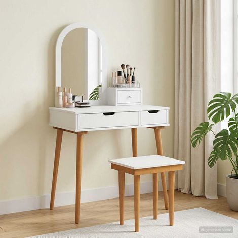 vidaXL Dressing Table Set FAUSKE 4 pcs White 76 x 50 x 143 cm (1/5)
