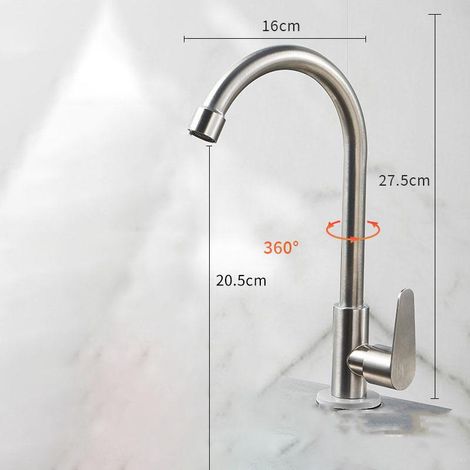 robinet d'eau froide, Cuisine à un seul trou - Eau froide pour cuisine, extérieur, jardin et bar avec 80cmtuyau (1/5)
