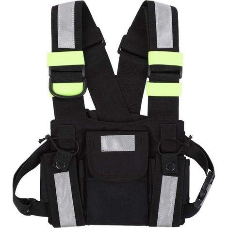 Tracolla tattica universale per radio con tasca sul petto e dettagli riflettenti, per un facile trasporto dei walkie-talkie, sicura e pratica durante le operazioni di soccorso.