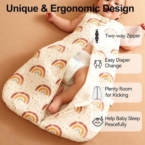 Babyschlafsack 1.0 Tog, tragbar, aus Baumwolle und Leinen – Für Neugeborene und Babys beiderlei Geschlechts, Sommermodell – Für Babys von 0-12 Monaten (1/3)