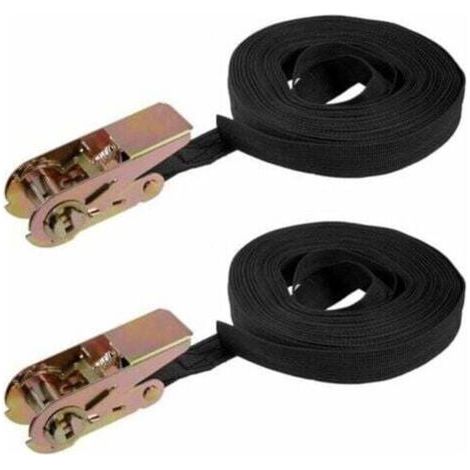 Correas de amarre con trinquete, correas de amarre de carga, 10 m x 25 mm, capacidad de carga 250 kg, 2 piezas (1/4)