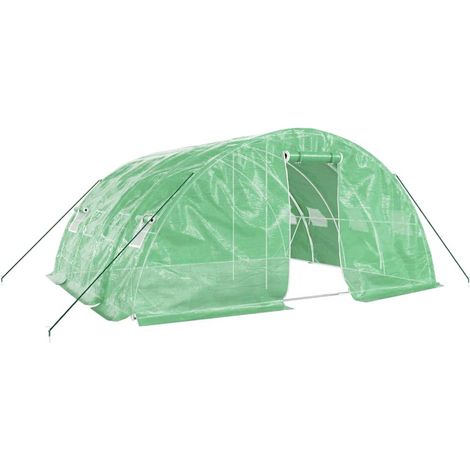 Serre avec cadre en acier vert 20 m² 5x4x2,3 m