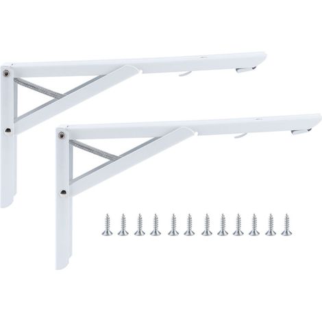 2 PCS Supports D'étagère Murale Triangulaire Supports Pliants Étagère Murale Table Support En Métal Heavy Duty Fixation Support (1/5)