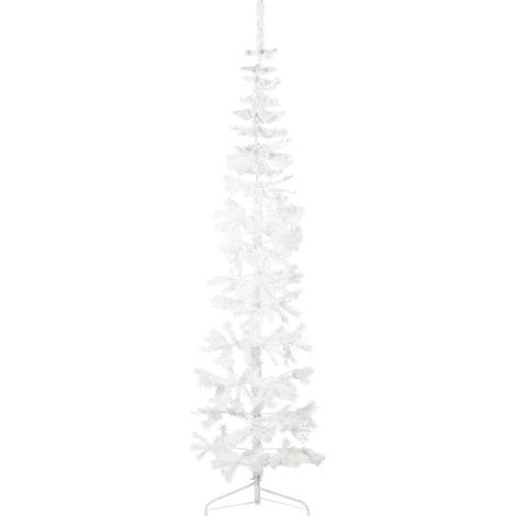 Künstlicher Halb-Weihnachtsbaum mit Ständer Schlank Weiß 210 cm