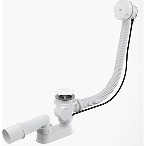 Alcaplast – Kit vidange baignoire 570 mm – Siphon avec trop-plein – Bouchon anti-odeurs – Débit 51,6 l/min – A51BM