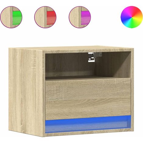 Maison Exclusive - Comodino a Parete con luci LED Rovere Sonoma
