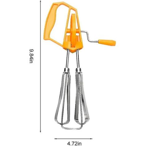 Batteur à œufs rotatif manuel en acier inoxydable – Mélangeur à main – Mélangeur à lait – Outil de cuisine (orange) (1/3)