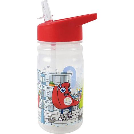 Gourde Transparente avec paille Mascotte Jeux Olympiques 2024 (1/4)