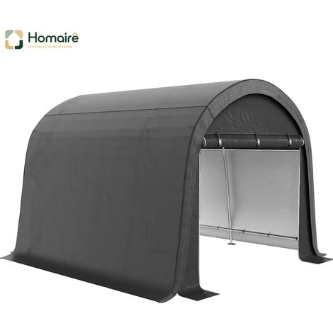 HOMAIRE Foliengerätehaus 3x3m en acier et PE, UV-Schutz, water-repellent, gris, avec deux portes coulissantes