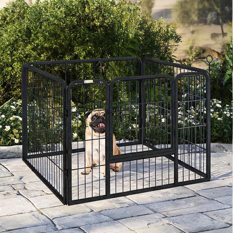 Barrière pour chien gris en métal 82 x 82 x 60 cm (1/5)