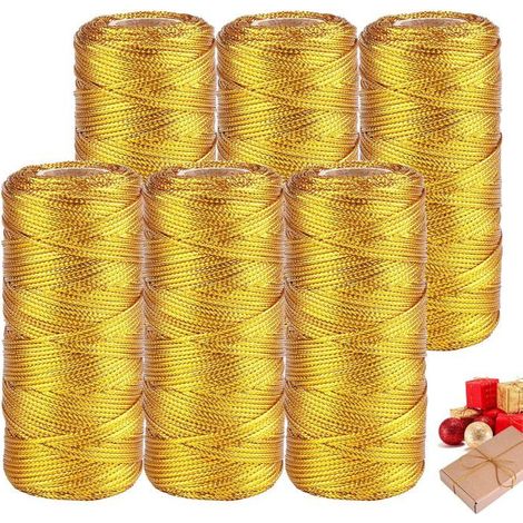 Fil Doré Métallique 6 Rouleaux 1.5mm, Cordon DIY Décoration Noël Bijoux, 600m (1/5)