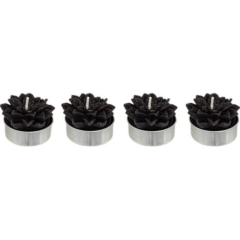 Lot de 4 Bougies de Noël déco Fleur Poinsettia Noire pailletée - Feeric Christmas (1/2)