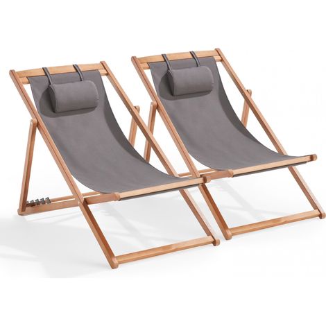 Lot de 2 chiliennes eucalyptus gris clair