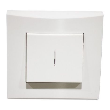 Poussoir lumineux encastré 10A O/F 250V – Connexion auto par bornes – Fixation vis – Plaque finition blanche – Alternative Elec (1/3)