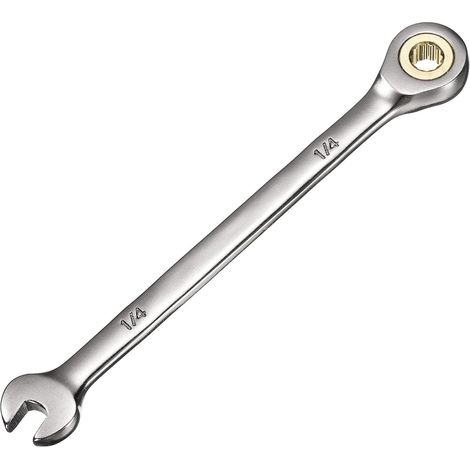 Clé à Cliquet 1/4" 12 Pans 72 Dents Fourche et Clé Mixte 1/4" en Acier Cr-V Nickelé Noir pour Réparation Automobile et Entretien des Machines (1/5)