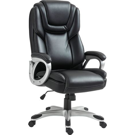 Sedia da ufficio con funzione dondolo, ruote girevoli a 360°, 66 x 75,5 x 115,5-124,5 cm, nera