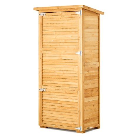 Cobertizo de Almacenamiento para Exteriores 80 x 50 x 162 cm Cobertizo de Madera para Almacenamiento con Marco de Metal Gabinete de Almacenamiento Impermeable para Patio, Jardín, Césped (1/5)