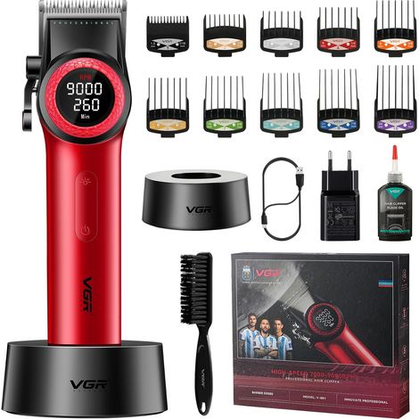 Men's Hair Clipper with Ceramic Blades  Cordless Clipper Pro Gradient Hair Cutting and Hairdresser, 9000RPM, Digital LED Display, Metal Handle (1/5)