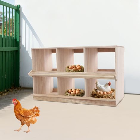 Vertikales Hühnernest mit zwei Ebenen, Hühnernest mit sechs Fächern, Hühnernest aus Holz mit sechs Abschnitten, 94 x 44 x 58 cm