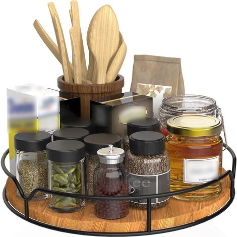 2 Plateau tournant, Acier inoxydable transparent, Organisateur cuisine, Garde-manger, Salle de bain (1/5)