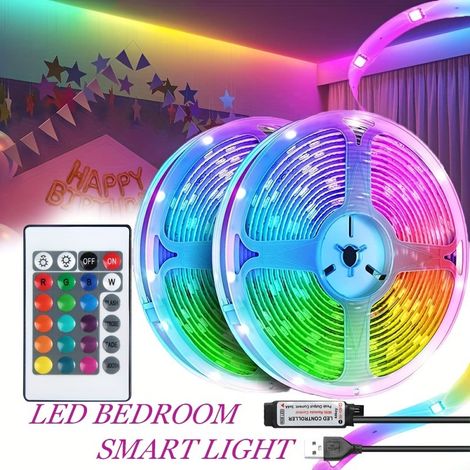 Éclairage d'ambiance, rubans lumineux Bande lumineuse LED avec contrôle des couleurs RGB, contrôle infrarouge 5V à 24 touches(Y039) (1/4)