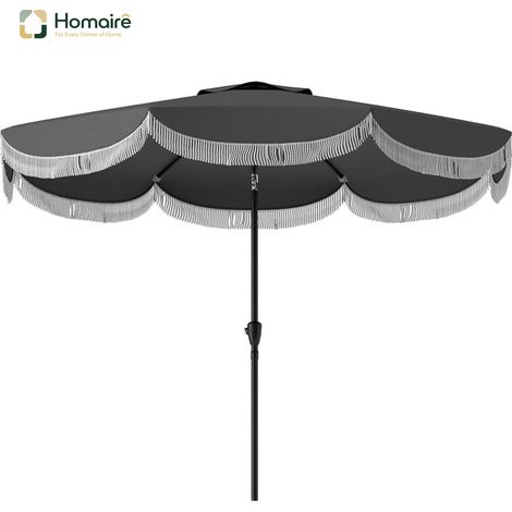 HOMAIRE Sonnenschirm achteckig Ø269 cm UV Schutz Dunkelgrau für Garten und Balkon