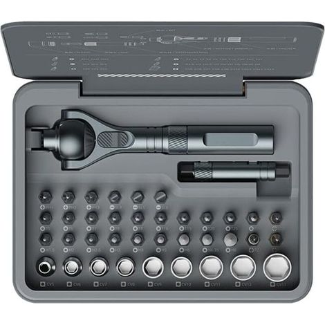 40-in-1 Magnetschraubendreher-Set mit verschiedenen Bits und abnehmbarem Ratschengriff (1/5)