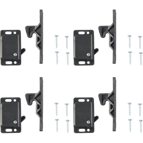 Lot de 4 loquets de porte d'armoire avec 16 vis pour camping-car, loquets de porte de caravane, accessoires pour armoires, portes coulissantes, maison, cuisine, noir (1/4)