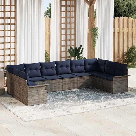 Set Divano da Giardino 10 pcs Grigio chiaro polyrattan vidaXL (1/5)