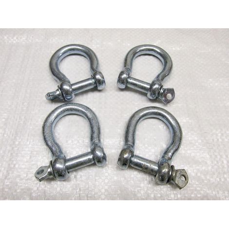 x4 25MM Galvanised Commercial Bow Shackles - Chain Connector Caravan Tether (1/2)