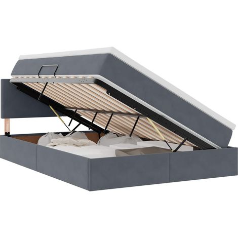 Maison Exclusive - LED-Speicherbett mit Matratze Dunkelgrau 140 x