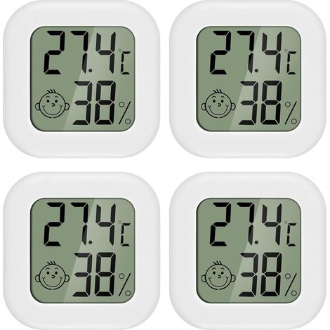 4-teiliges Mini-LCD-Thermometer-Hygrometer-Set für den Innenbereich, geeignet für Kinderzimmer, Zimmer älterer Menschen usw.