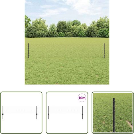Clôture en acier -  Clôture avec poteau Gris 0,4 x 10 m Acier et PVC (1/5)
