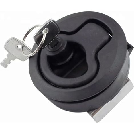 Trappe de loquet Marin en Plastique ABS Rond Noir, avec clé, casier de Trappe de Pont de Bateau de 2 Pouces, matériel d'accessoires de Bateau à Voile (1/4)