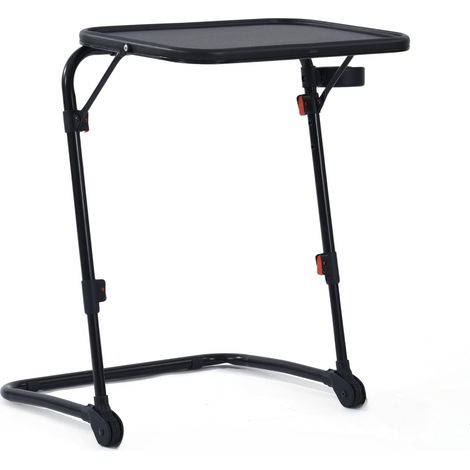 Meuble Cosy Bout de Canapé Pliable Réglable – Table d’Appoint Compacte avec Plateau Inclinable, Porte-Gobelet, Table de Lit sans Montage pour Salon, Canapé, Chambre, Noir (1/5)