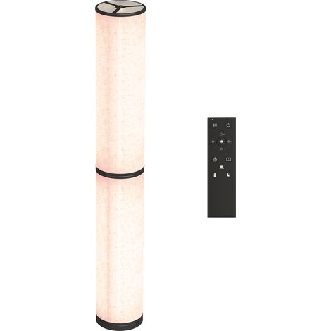 Beige Stehlampe 135 cm mit Fernbedienung, einstellbare Farbtemperatur 3000–6000 K, Stofflampenschirm Ø 20 cm