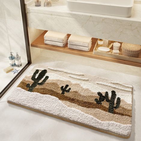 Tapis de bain – Microfibre antidérapante – Couleur kaki – Confortable et sûr (1/5)