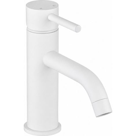 Mezclador de lavabo modelo redondo en color blanco mate Pollini Jessy MXLAMCMMCBO  Blanco mate