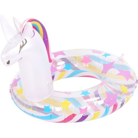 Bouée gonflable licorne pour enfants, avec paillettes, en PVC, imprimé étoiles. (1/5)